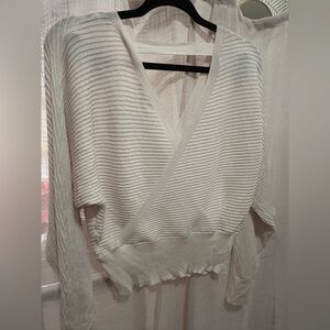 No Comment Cream Cross-Cross Front Sweater | Cozy Knit Pullover
